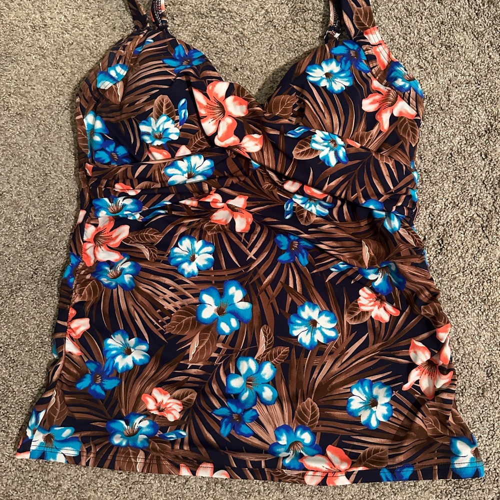 NWT Lands' End Floral Underwire Tankini Top size 8